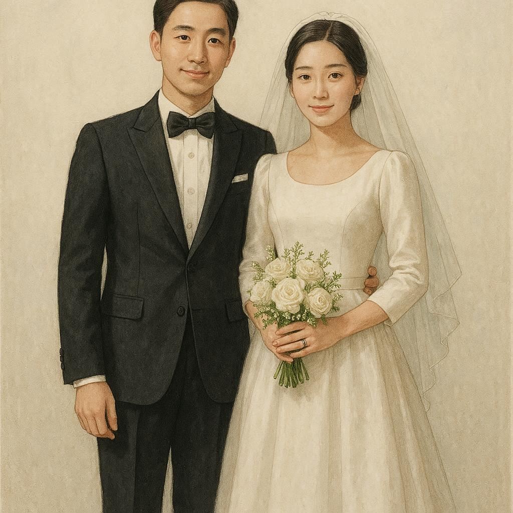 신혼부부가 행복해하는 사진