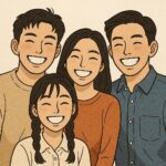 젊은이들이 활짝 웃고 있다.