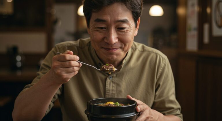국밥먹는 모습
