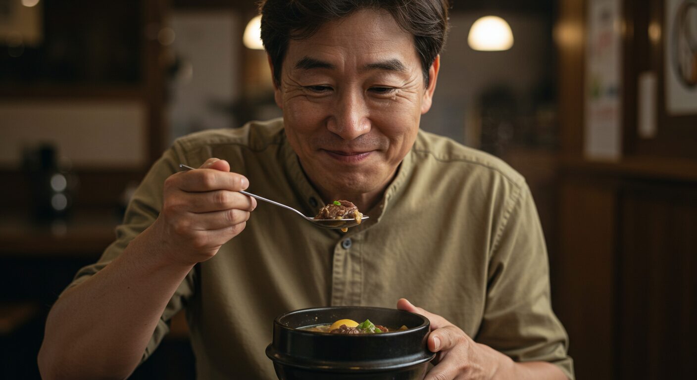 국밥먹는 모습