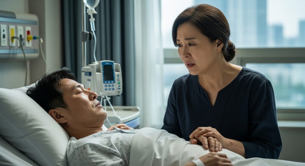 병원에 입원한 중년 남성